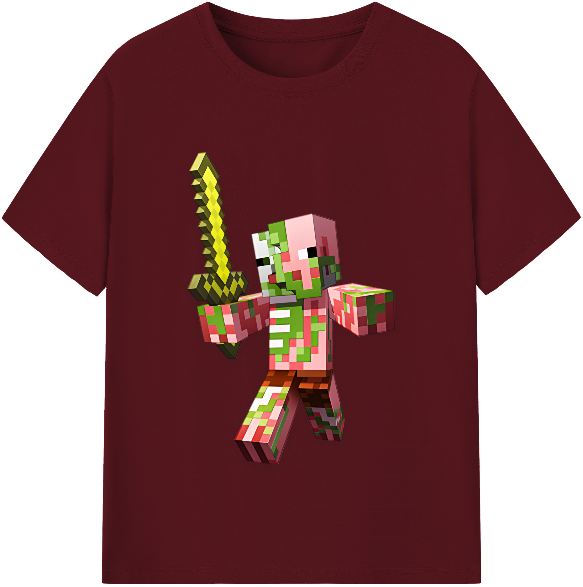 （画像用） マインクラフト ブロックの世界 Minecraft MC Block world 綿100％半袖Tシャツ（フロントプリント）
